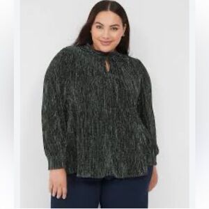Lane Bryant Swing Lurex Mock-Neck Plisse Top